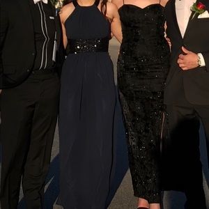 Calvin Klein Navy blue Gown w/ black sequins